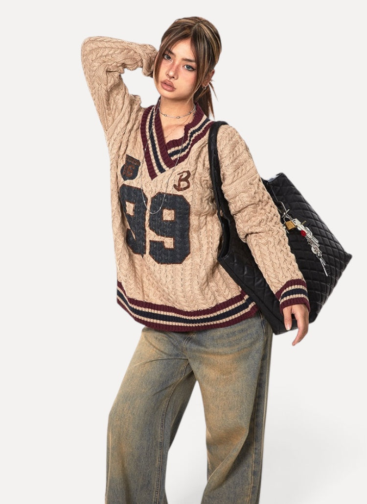 Jacquard Autumn And Winter Loose Idle Style Knitted Top