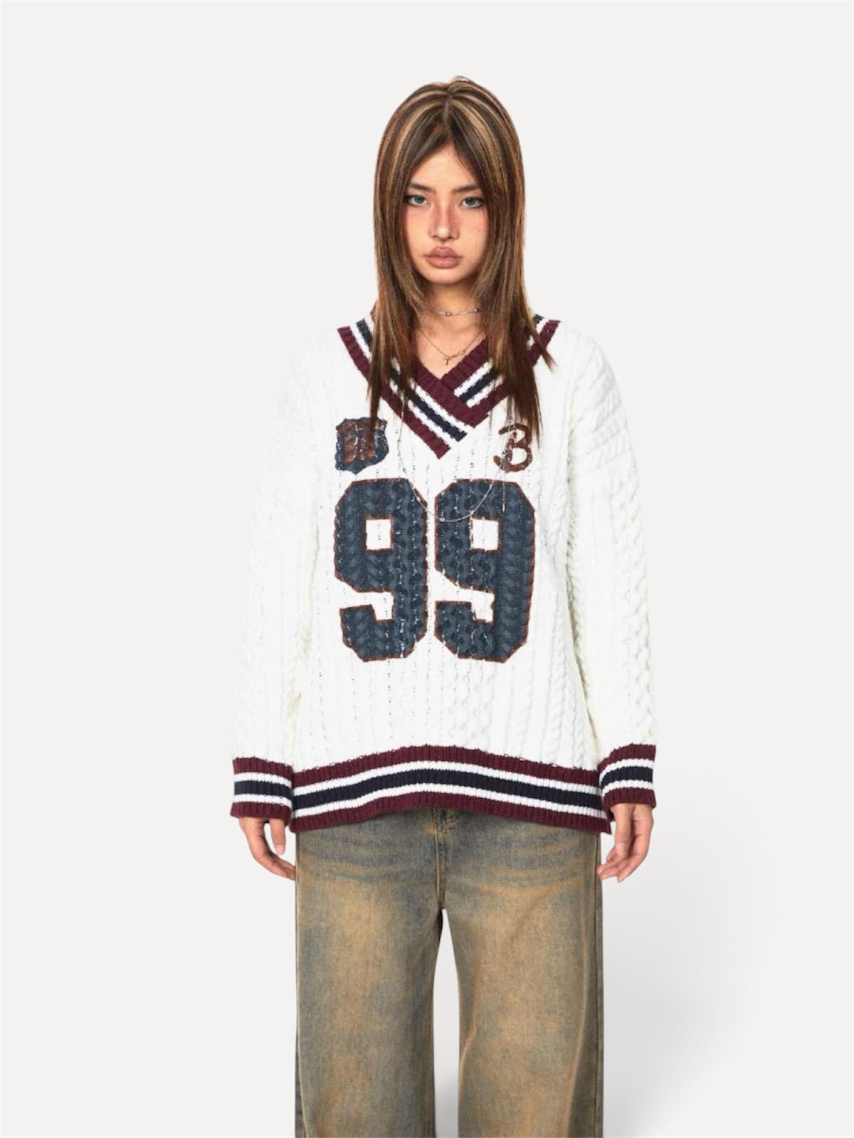 Jacquard Autumn And Winter Loose Idle Style Knitted Top