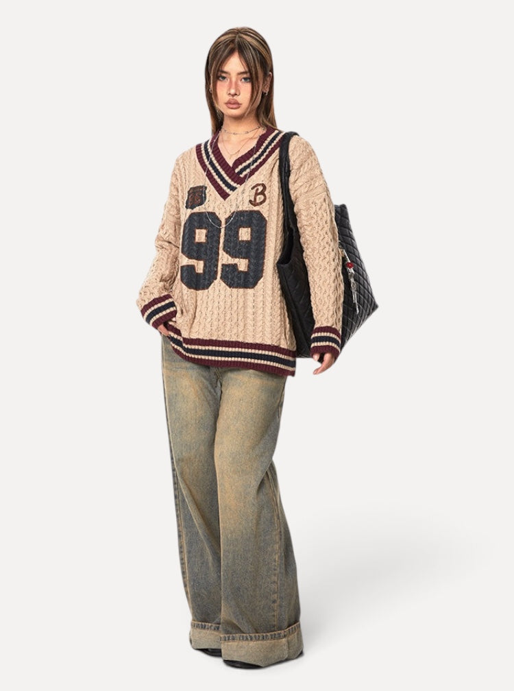 Jacquard Autumn And Winter Loose Idle Style Knitted Top