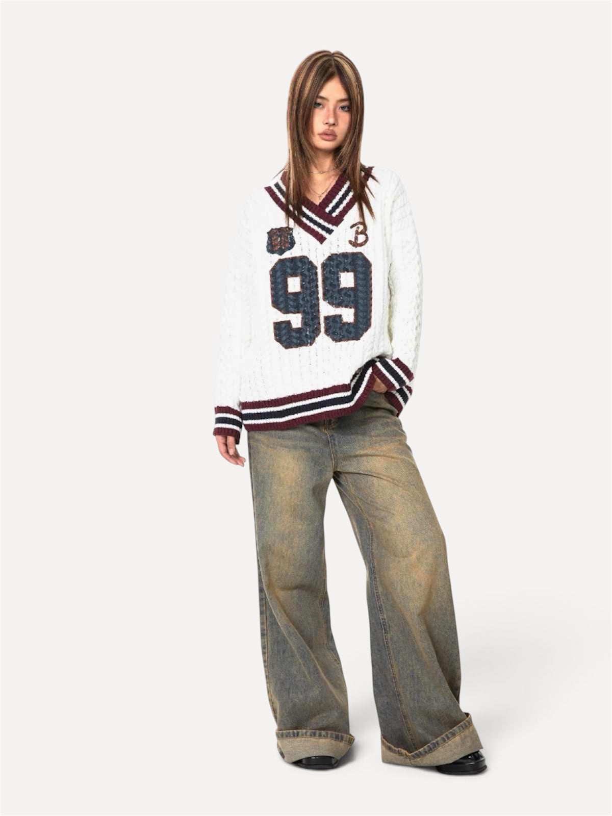 Jacquard Autumn And Winter Loose Idle Style Knitted Top